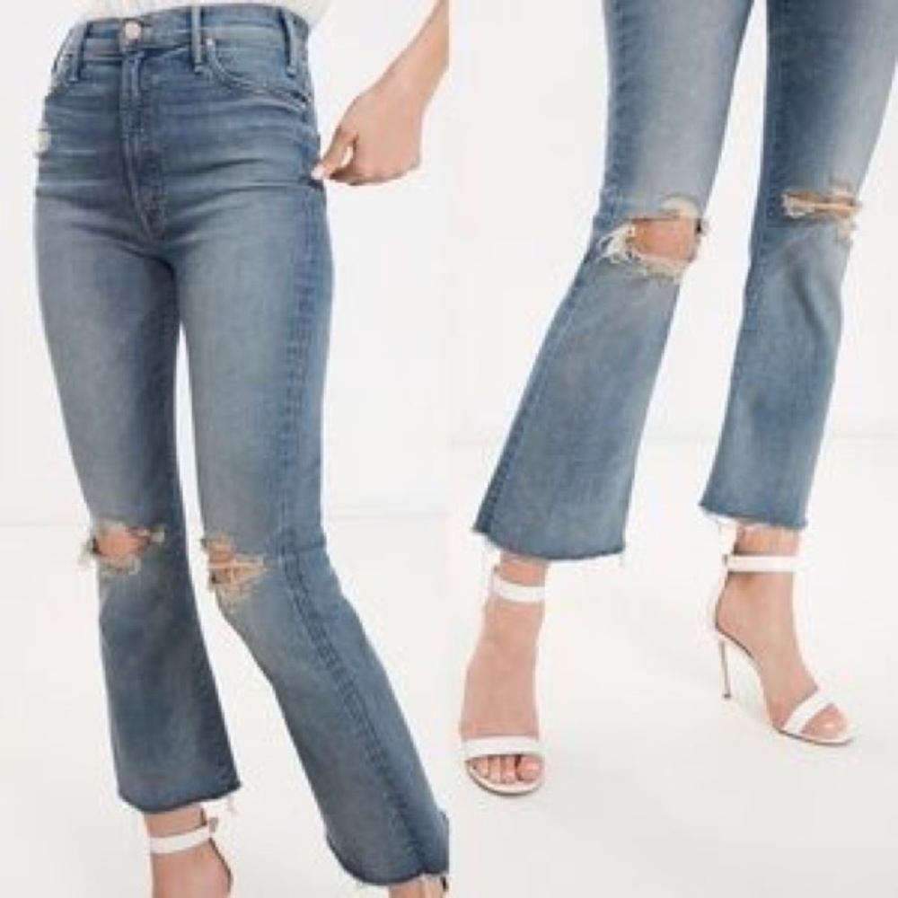 MOTHER Hustler ankle songs of the cowboys Blue Distressed Women Jeans